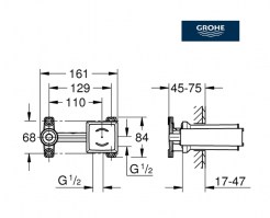 CUERPO EMPOTRADO MONOMANDO LAVABO MURAL GROHE